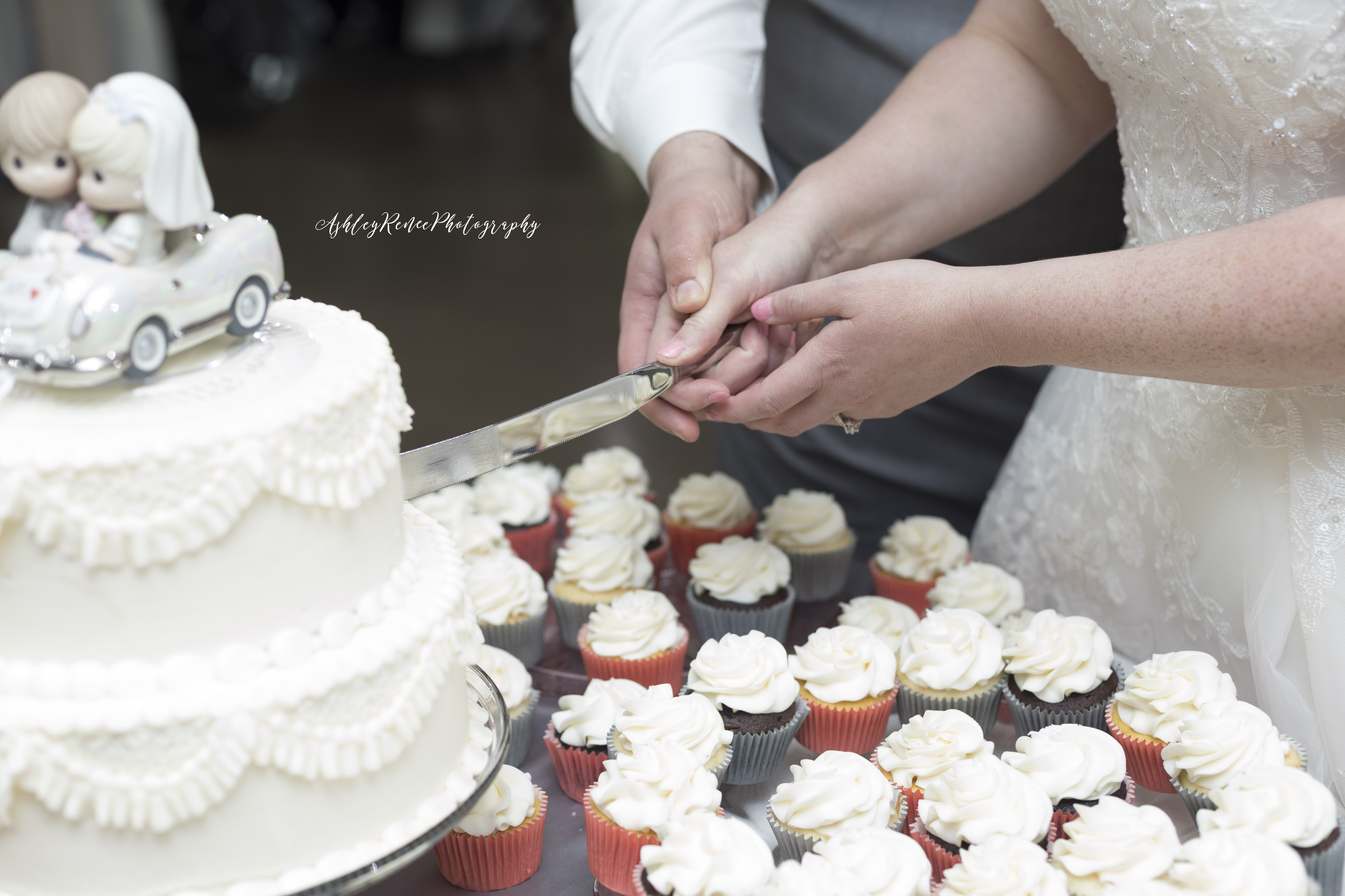 Cake cutting Ross Camp wedding Ashley Renee Photography