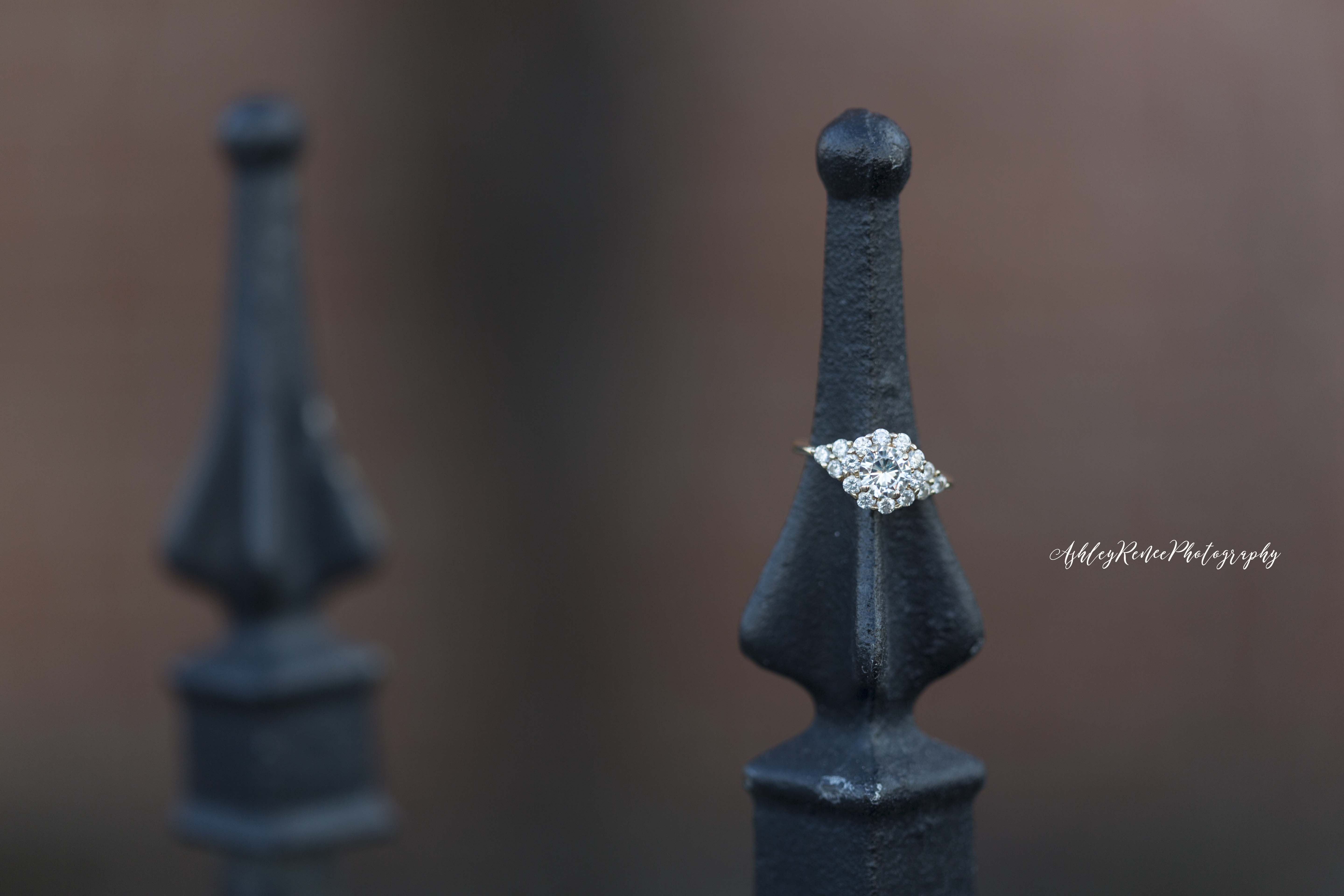 Fountain Square Indiana Engagement session - ring shot